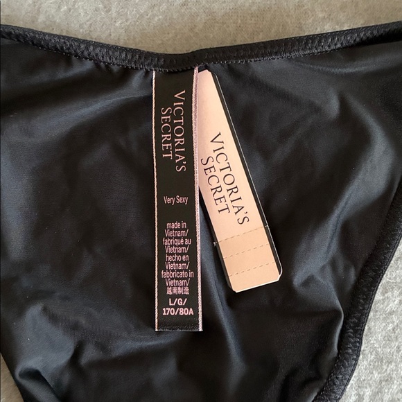 Victoria’s Secret Shine Strap Brazilian Panty VS Bling Panties Rare Black NEW - Picture 6 of 10